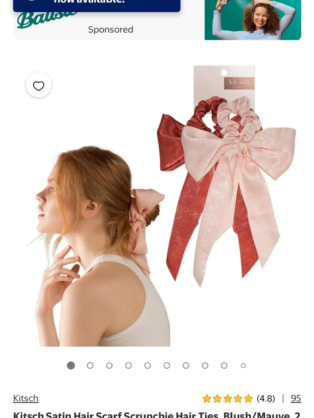 Kitsch Satin Bow Scrunchie Set in Blush and Mauve